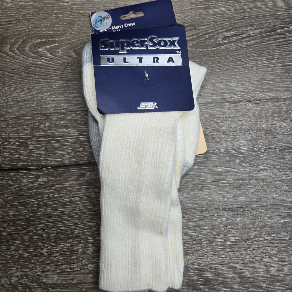 Vintage SuperSox Ultra Mens Crew Athletic Socks USA Made SAI Orlon Size 10-13